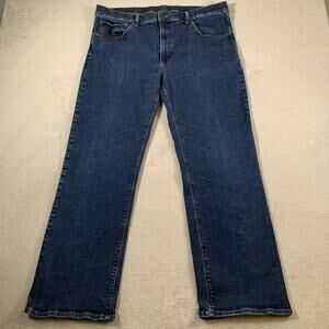 Mott & Bow Jeans Mens‎ 40x32 Blue Straight Leg Dark Wash Mid Rise Denim Zip Fly